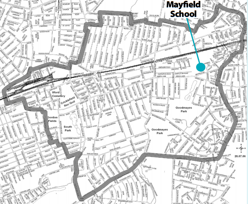 Mayfield catchment area map
